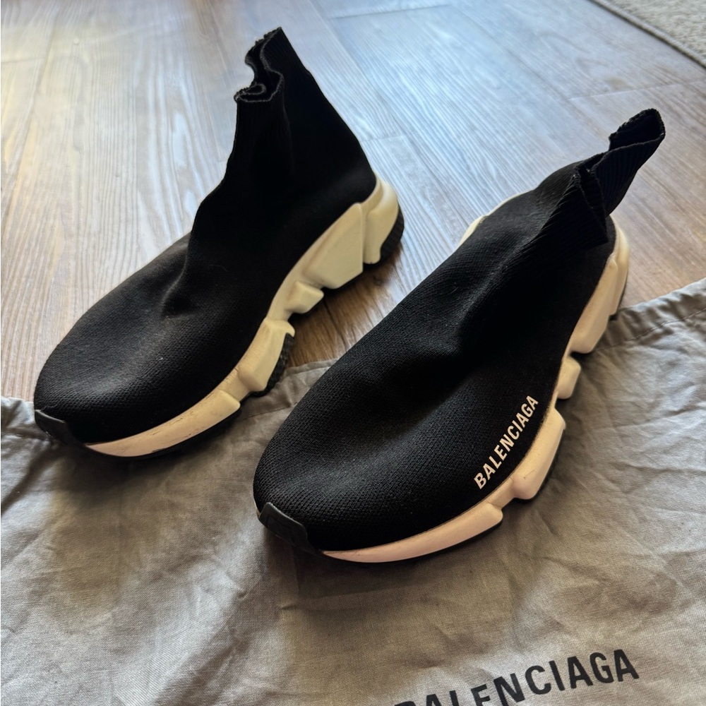 Balenciaga Women's Black and White Sock Sneakers